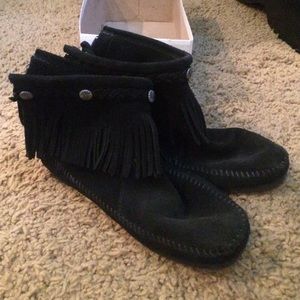 High top black moccasins