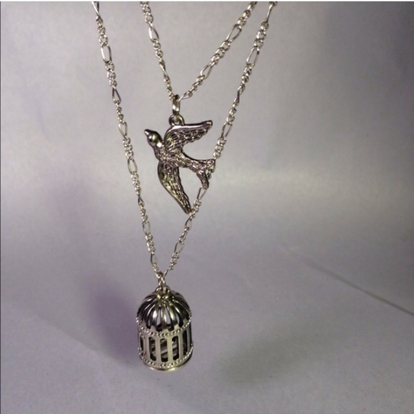 Bird and cage necklace