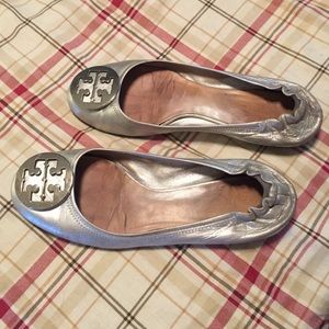 Silver Tory Burch ballet flats.