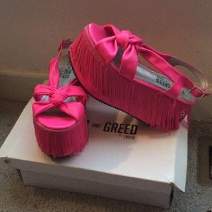Pink Fringe Platform Sandals