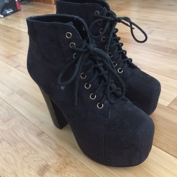 Black suede platform booties - Picture 1 of 4