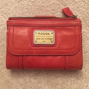 Red fossil wallet