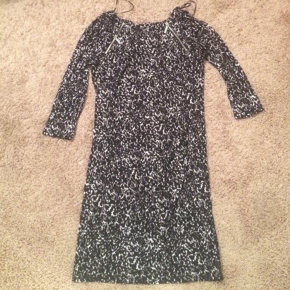 Black and White Ruched Dress