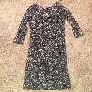 Black and White Ruched Dress