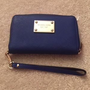 Blue and gold Michael Kors wristlet!