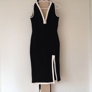 Black and white evening dress