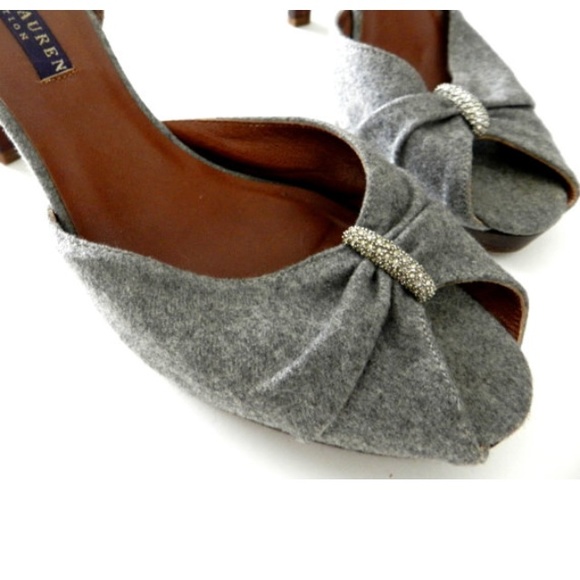 Ralph Lauren Rhinestone-Accented Peep-toe Pump