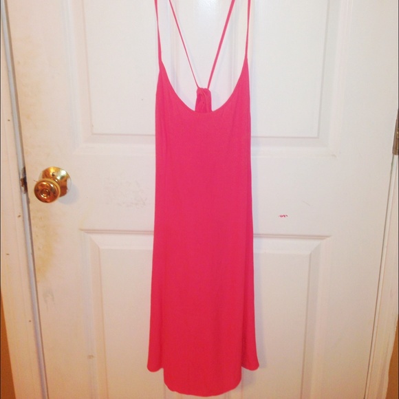 Hot pink strappy shift sundress