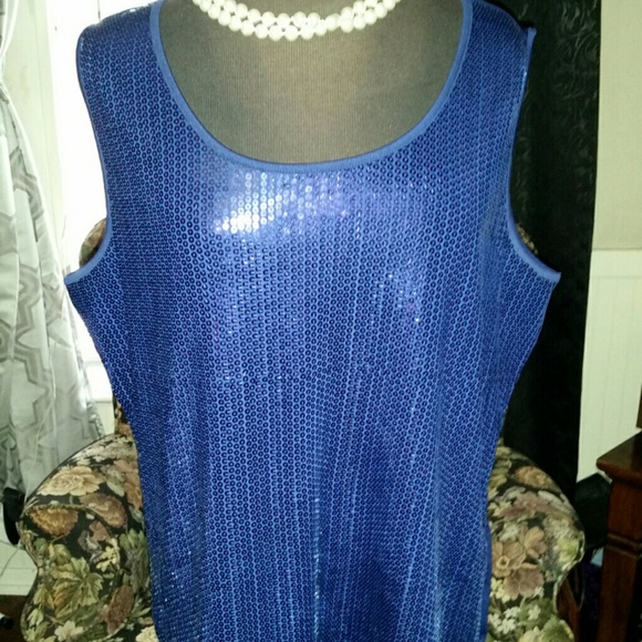 Blouse blue sequins 2x