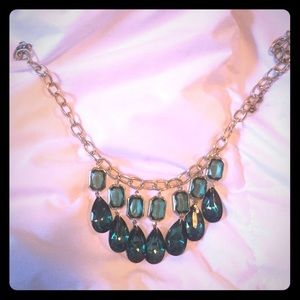 Holiday Green and gold tone statement  necklace