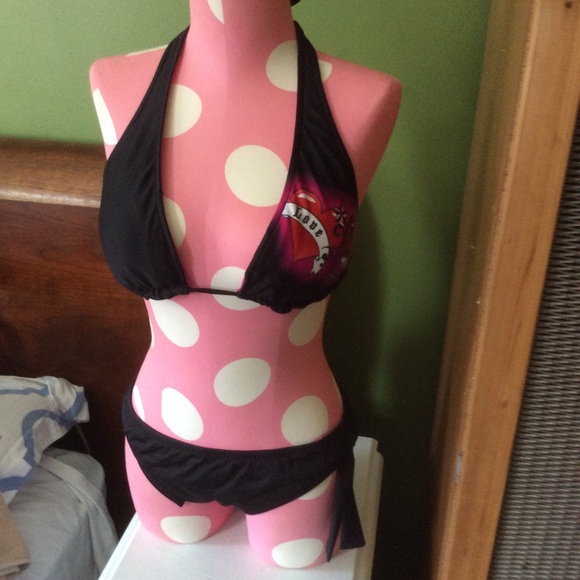 Reversible bikini top with black bottom w/tassel - Picture 4 of 4