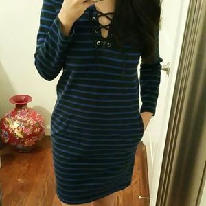 Navy Pin Striped Dress
