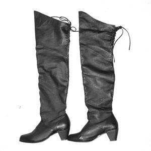 Thigh high pleather booties