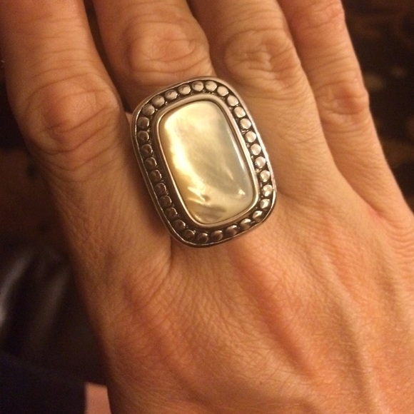 Faux Mother of Pearl Silver Plated Ring