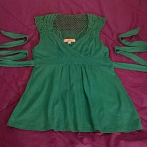 L.E.I. Teal Tank w/ Crochet Detail