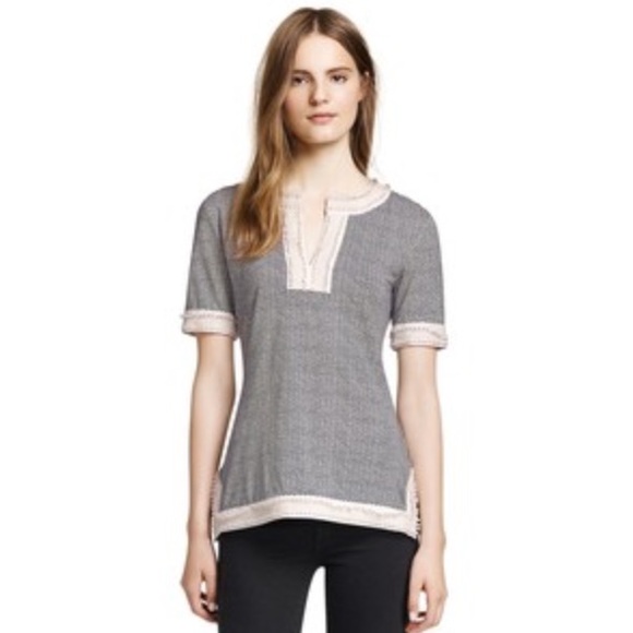 Tory Burch Tops - Tory Burch 'Selda' Embellished Linen Tee Tory Burch Tops - Tory Burch 'Selda' Embellished Linen Tee