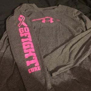 Pink and grey under armour breast cancer shirt