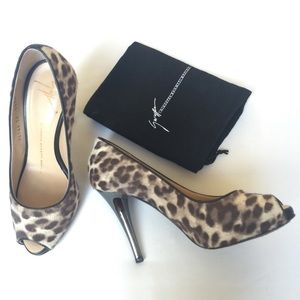 Giuseppe Zanotti Calf Hair Peep-Toe Pumps