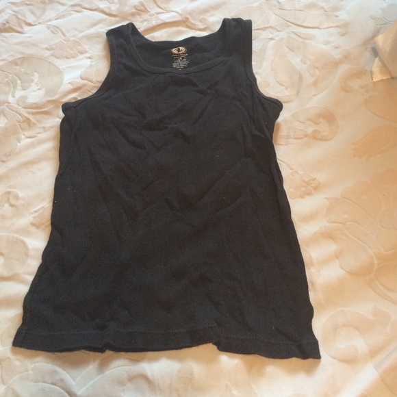 Girls black ribbed tank top 10 12