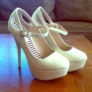 Classy off white strap pumps