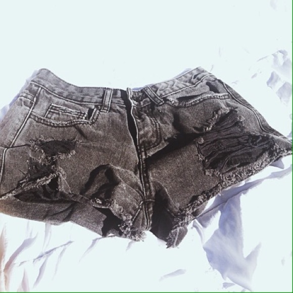 Ripped Black Denim Vintage Cut Offs