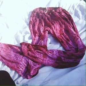 Fushia Tie Dye Flowy Pants