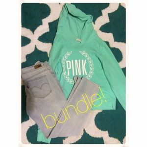 a bundle!! Pink sweatshirt and light wash Levi's