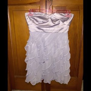 Silver ruffle cocktail dress