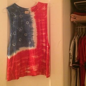 American flag tie dye muscle tee