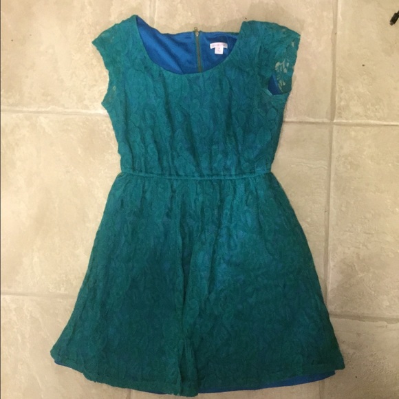 Dark teal lace dress