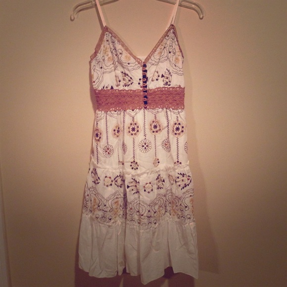 Ivory embroidered, sequined, Sun Dress