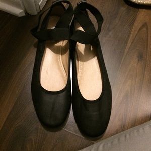 Black urban outfitters flats with crisscross ankle