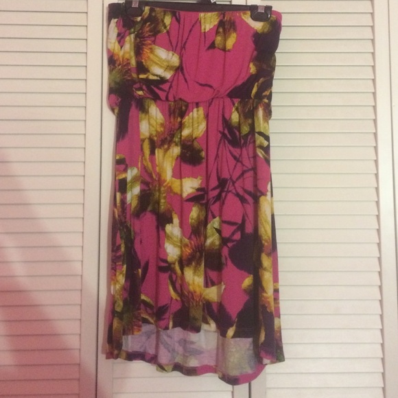 a.n.a floral strapless dress