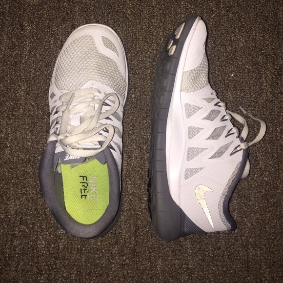 White and grey Nike Free