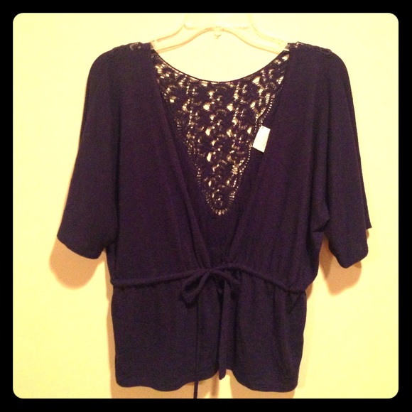 💜SALE💜Plum Lace Cutout Cinched Cardigan