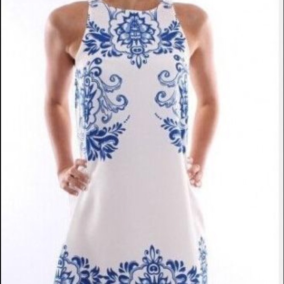 Blue and White Sleek Dress NWOT - Picture 3 of 3