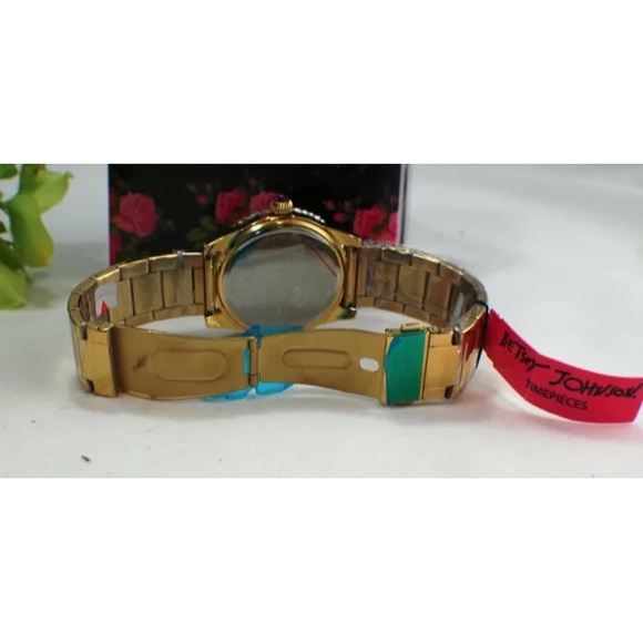 NIB Betsey Johnson Gold Crystal Boyfriend Watch - Picture 3 of 4