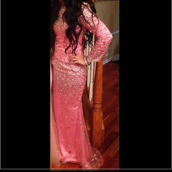 Custom made pink all over beaded dress