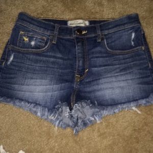 blue jean high wasted shorts