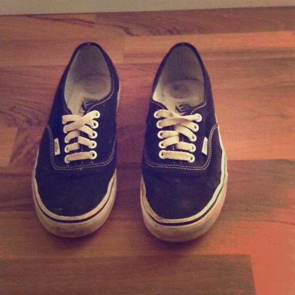 Distressed black half tie-up vans, size 7.5M