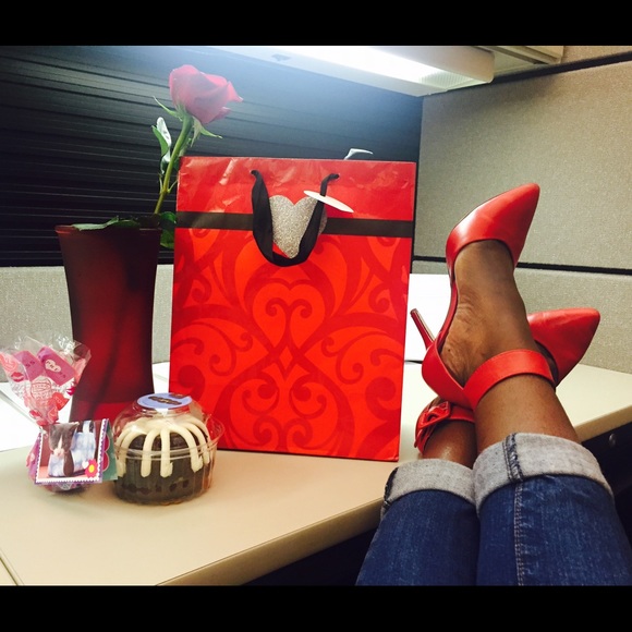 Red stiletto heels w/ strap