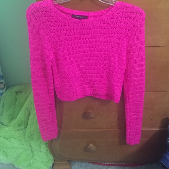 neon pink cropped sweater