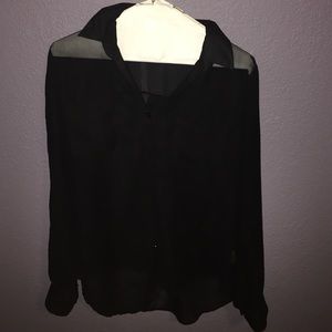 Sheer black button up