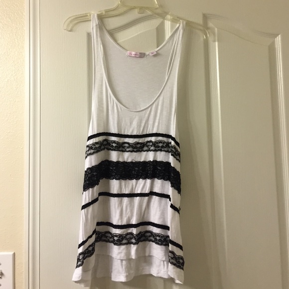 White tank with black lace
