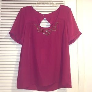 BCBG embellished blouse raspberry color size L