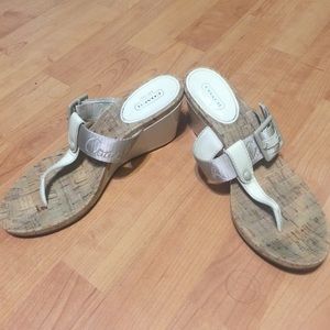 COACH nude wedge sandals
