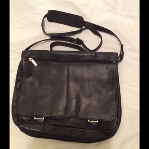 Black Leather Messenger Bag