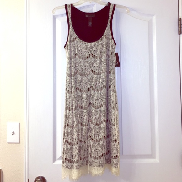 INC White and black lace cocktail dress