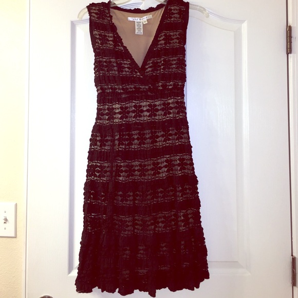 Max Studio Black and nude lace cocktail dress