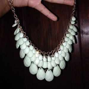 Mint green gold accented stone necklace